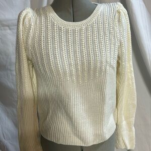 Elegant Puff Sleeve Cream Sweater